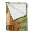thumbnail image 2 of St. Patrick's Day Soft Flannel Fleece Throw Blanket, Celebration Clover Retro Grunge Design Sun Beam Stripes Art, Cozy Plush for Indoor and Outdoor Use, 60" x 80", Olive Green, by Ambesonne, 2 of 5