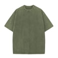 thumbnail image 2 of ADSSDQ Oversized Cotton Solid T Shirts for Men Vintage Streetwear Basic Tees Baggy Hip Hop Unisex Tops Tshirt Army Green S, 2 of 4