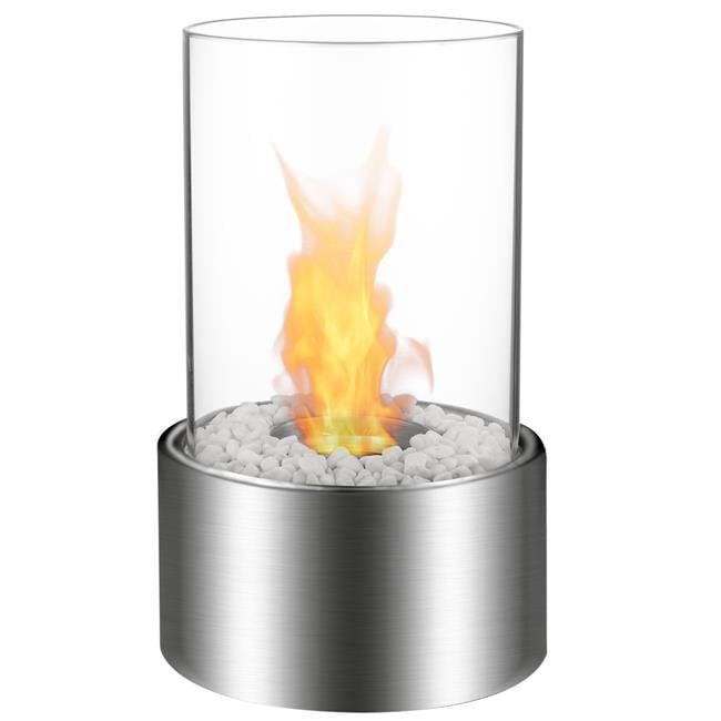 Certified Re Ivation Vent-less Mini Tabletop Fireplace Red Stainless Steel Portable Bio Ethanol Fireplace for Indoor & Outdoor Use Includes Decorative Fireplace Fuel Canister & Flame Snuffer