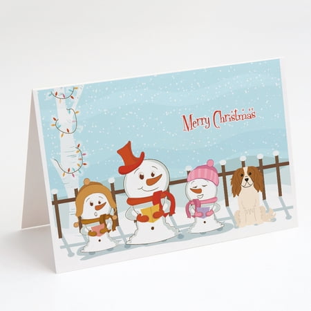 Merry Christmas Carolers Cavalier Spaniel Greeting Cards and Envelopes Pack of 8