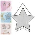 thumbnail image 2 of Earring Wall Holder Jewelry Storage Organizer, Metal Grid Star & Moon Shape Jewelry Rack, Space-Saving Jewelry Organizer for Earrings & Necklaces, Star, Black, Jewelry Rack, 2 of 7