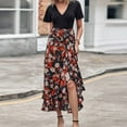 thumbnail image 2 of 2026 ! JINMGG Summer Dresses 2026, Dresses for Women 2026 Summer Dresses for Women Short Sleeve V Neck Boho Floral Print Tie Waist High Low Ruffle Cocktail Maxi Dress Orange L, 2 of 7