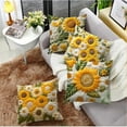 thumbnail image 3 of Throw Pillow Covers 18x18 Set of 4, Soft Cotton Sunflowers Decorative Pillow Cases, Modern Pillow Covers with Hidden Zipper for Bed, Sofa, Couch, Living Room, Bedroom Decorative Pillowcase, 3 of 6
