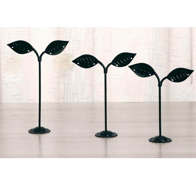 fastboy 3x Iron T Bar Earring Necklace Jewelry Display Stand Rack Black-Leave