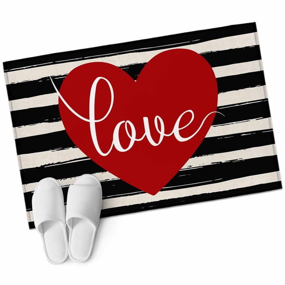 Entryway Rug 2'x3' Valentines Red Love Heart Small Area Rug Non-Slip Front Door Mat Washable Floor Carpet for Indoor Entrance Kitchen Bathroom