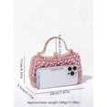 thumbnail image 6 of REMANLAND Women's Sparkling Rhinestone Fringe Evening Handbag with Top Handle and Chain Strap, Pink, 6 of 8