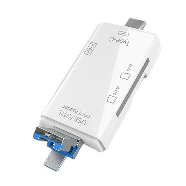 Lector de tarjetas SD/TF, adaptador USB OTG 6 en 1 con tarjeta enchufable