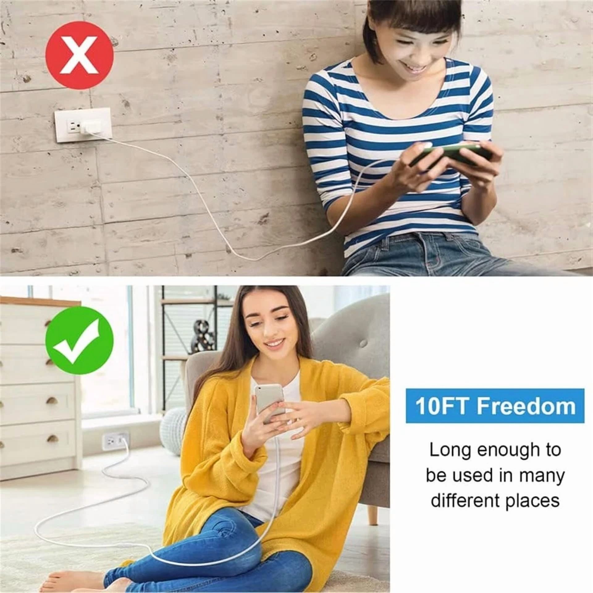 BUTTERFLY- 10Ft Micro Usb Power Extension Cable For Wireless Security Cameras 2 Pack
