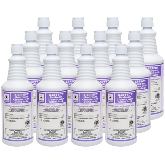 Spartan Chemical X-EFFECT Restroom Cleaner with Citric Acid 32oz Case of 12 Quarts 3 Triggers