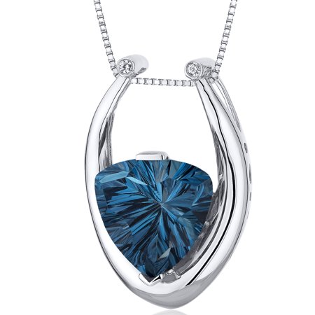 - 7.00 Carat T.G.W. Trillion Cut London Blue Topaz Rhodium over Sterling Silver Pendant, 18