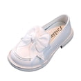 thumbnail image 3 of GiLiling Girls Dress Shoes Loafers, Bowknot Slip-On School Shoes with Low Heel, Closed-Toe Flat Shoes for Uniforms Performances Parties Casual Wear (White, 5 Years), 3 of 6