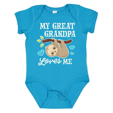 

Inktastic My Great Grandpa Loves Me with Sloth and Hearts Gift Baby Boy or Baby Girl Bodysuit