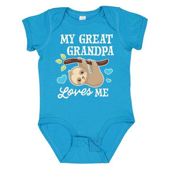 Inktastic My Great Grandpa Loves Me with Sloth and Hearts Boys or Girls Baby Bodysuit