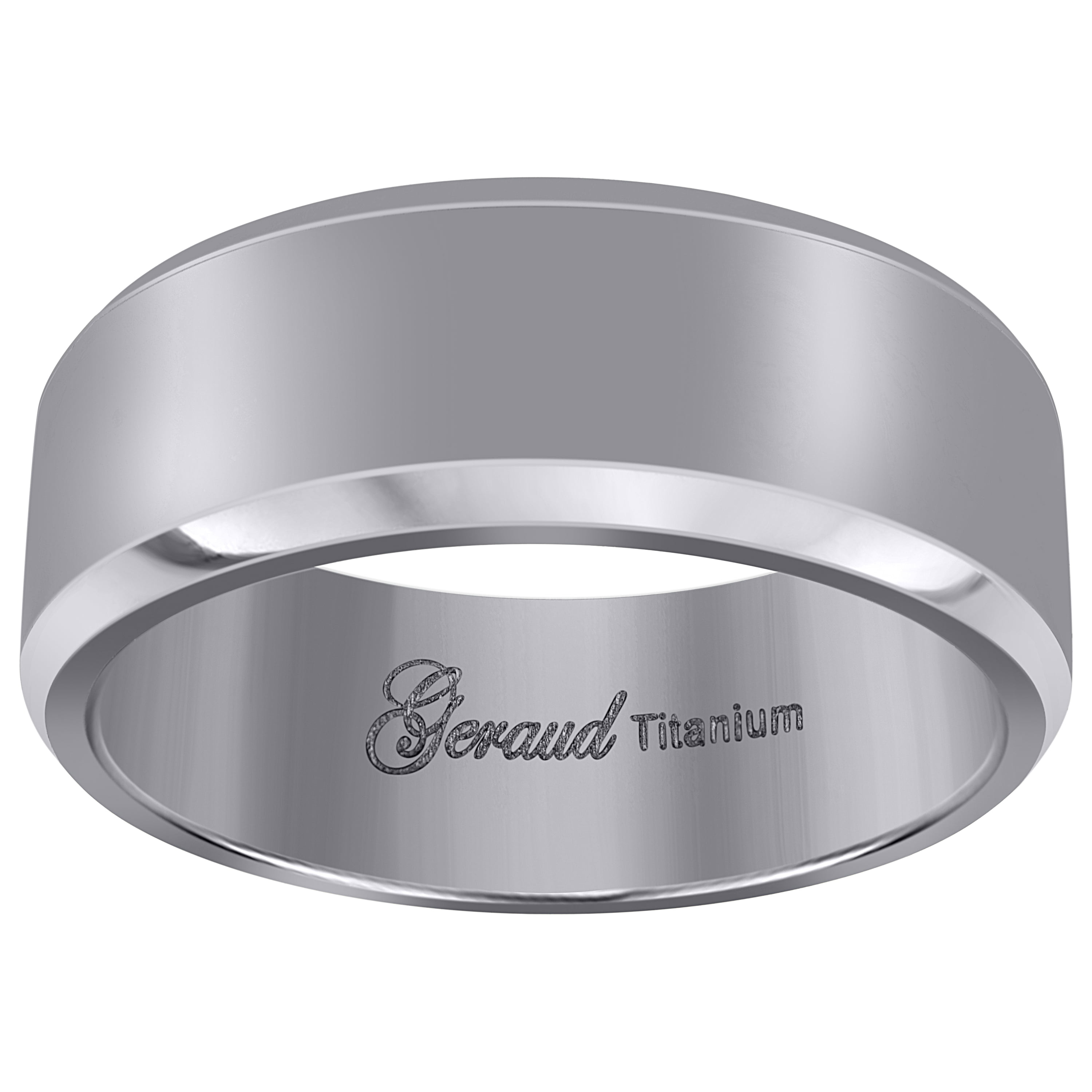 S Titanium Mens Brushed Beveled Edge Comfort Fit Wedding Band 8mm Sizes 8-13 