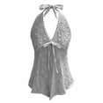 thumbnail image 4 of IWRICH Women's Summer Flowy Halter Top Cute Beach Tank Tops Going out Sleeveless Deep V-Neck for Concert Vacation Party White S, 4 of 5
