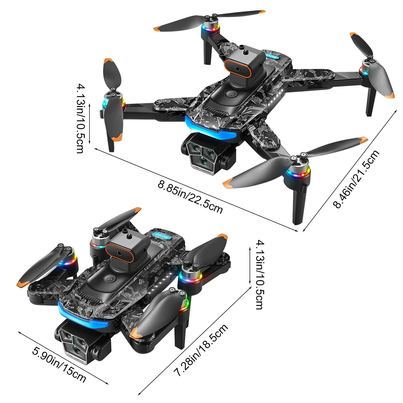 GPS Drone with 4.5 Inch Screen, Folding Body, 120°Ultra Wide Angle Lens, Brushless Motor And Cool LED Lights Drones with Storage Bag, Remote Control Toys Gifts