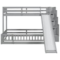 thumbnail image 6 of Harper & Bright Designs Floor Bunk Bed Twin Over Full with Storage Staircase, Solid Wood Bunk Bed with Slide and Guardrail, Grey, 6 of 9