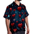 thumbnail image 2 of Valentine's Day Love ECG Men's Short Sleeve Beach Shirts, Casual Printed Button Down, Summer Unisex Spread Collar Tops, 2 of 6