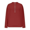 thumbnail image 5 of Craaazy Women's Long Sleeve Shirts Half Zip Sweatshirts Crew Neck Solid Color Tops Gifts, 5 of 6