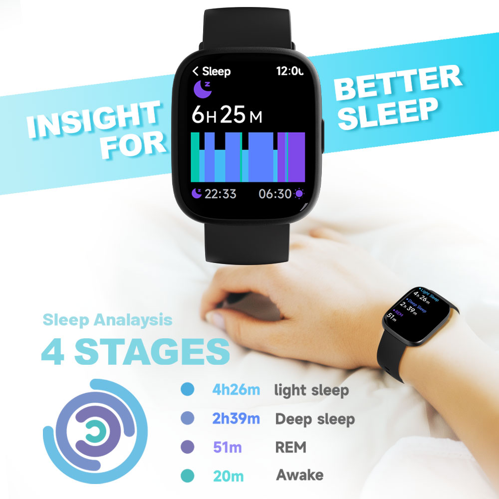 TOOBUR Smart Watch for Women, 1.83" Fitness Tracker Watch with Step Tracker/Pedometer/Sleep, IP68 Waterproof Smartwatch Calls Compatible iOS Android Black