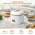 thumbnail image 3 of Mini Rice Cooker, 1 Cup-2 Cup Non-Stick Coated Insert Small Food Steamer Kitchen Appliances, Brown, 3 of 9