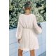 thumbnail image 4 of Vestido de mujer de manga larga con cuello en V, minivestido fluido, vestido informal de gasa de cintura alta con lunares suizos y cinturón Adepaton WMZL-2299-5, 4 of 5
