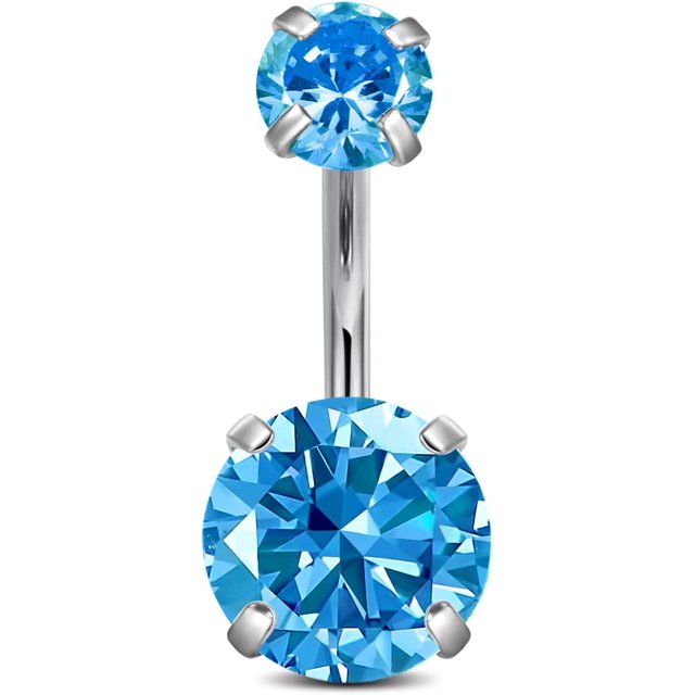Incaton Anneau de Nombril 14G en Acier Inoxydable Chirurgical Rond Zircon Cubique pour Femmes 6/8/10/12mm