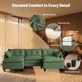 thumbnail image 3 of Amsleekey 111.5" Modular Sectional Sofa with 2 Movable Ottomans, U-Shaped Modern Corduroy Cloud Couch for Living Room, Comfy Deep Seat, Green, 3 of 10