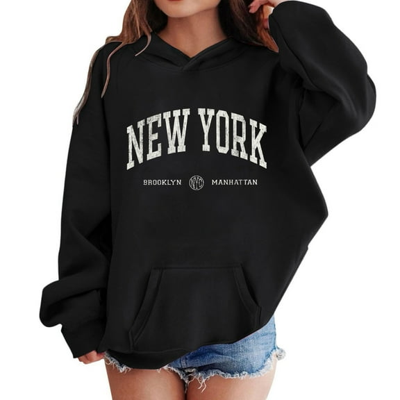 Byoo Toddler Girl's Hoodie New York Print Pullover Casual Sports Unisex Hooded Sweatshirt