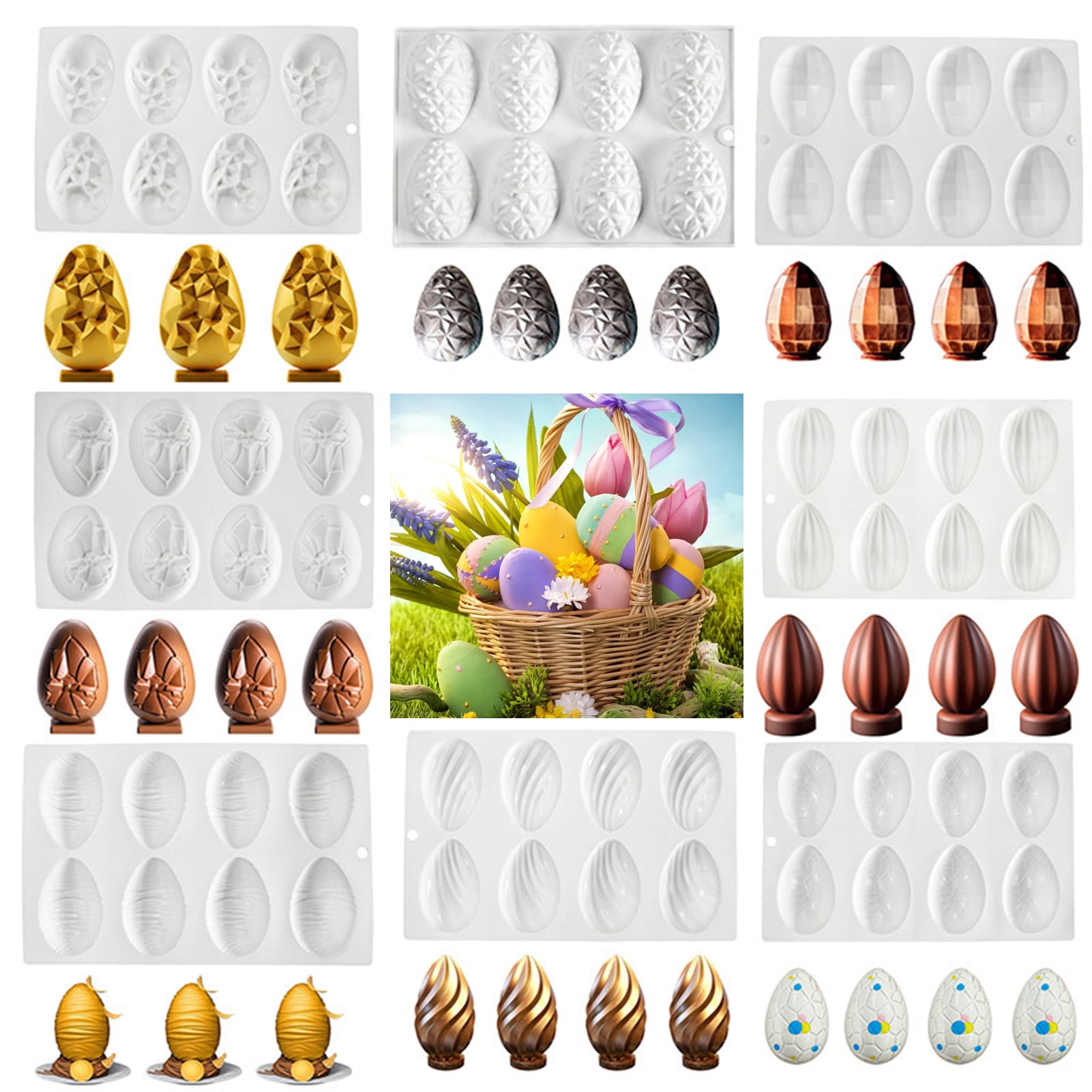 wirlsweal Easter Cake Mold Nonstick DIY Silicone 8 Cavity Dinosaur Egg