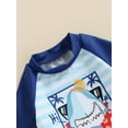 thumbnail image 4 of Toddler Baby Boy 3 Pcs Swimsuit Shark Print Long Sleeve Tops+ Shorts + Hat Sets Rash Guards Beach Bathing Suit Swimwear, 4 of 7