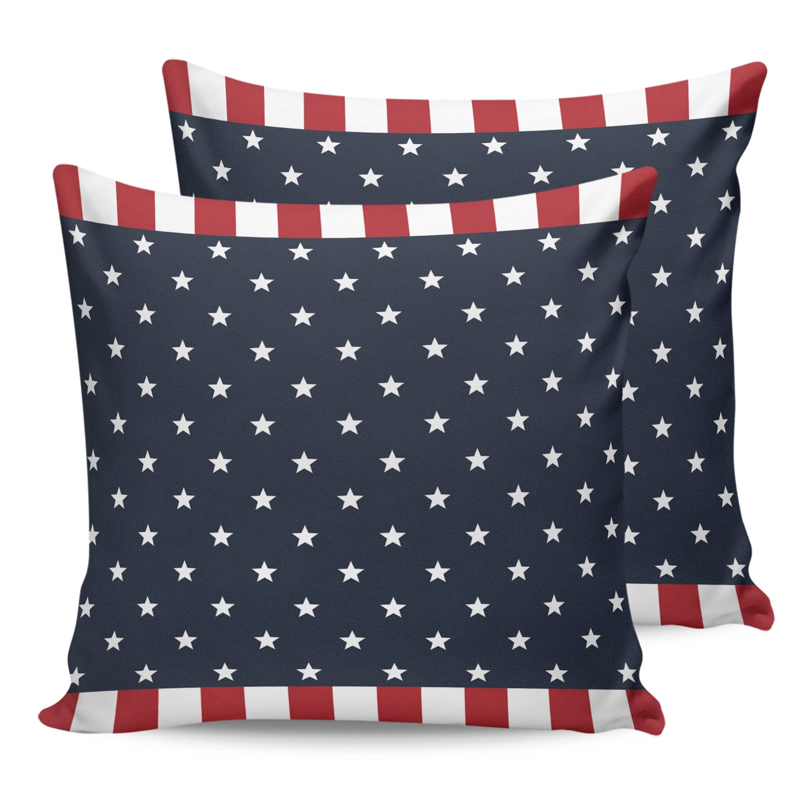 Outdoor Throw Pillow Cover American Patriotic National Flag Waterproof Cushion Covers 2 Pack Stars Blue Red and White Stripes Pillow Cases Home Decoration for Patio Garden Couch Sofa