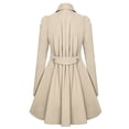 thumbnail image 3 of Baberdicy Lady Trench Coat Women's Long Sleeved Back Pleated Hem Irregular Skirt Medium Length Outerwear Windbreaker Trenchcoat Women's Beige, 3 of 3