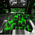 thumbnail image 1 of Erosebridal Neon Geometry Comforter Sets Queen Size,Stereoscopic Gradient Plaid Bedding Queen Comforter Set,Kids Room Decorative,Reversible,Ultra Soft,3 Pieces, 1 of 7