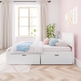thumbnail image 2 of Max & Lily Full Size Bed Frame with Storage Drawers, Solid Wood Platform Bed for Kids, White, 2 of 11