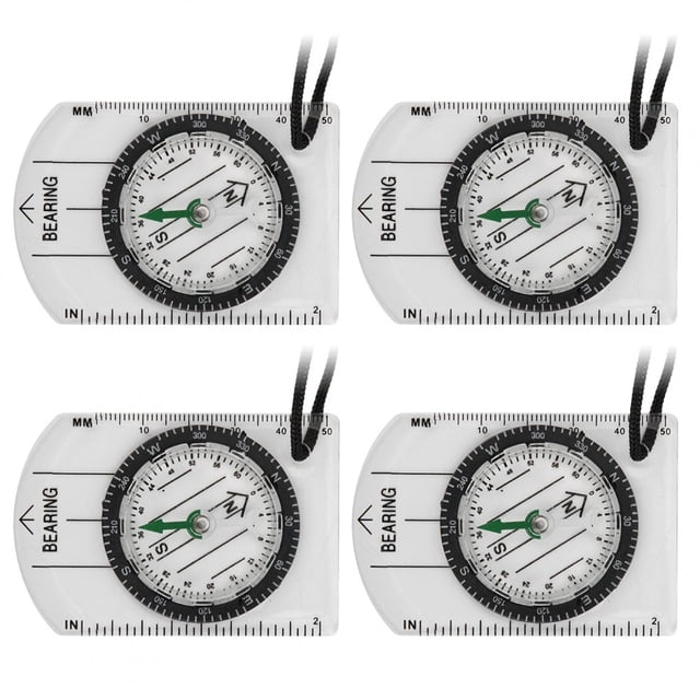 Map Scale Compass, Professional Map Scale 4pcs 70x50x10.2mm Outdoor Map Scale Compass, for Outdoor Equipment Camping With Hanging Rope Hiking Outdoor Activities