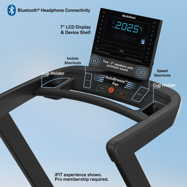 NordicTrack T Series 8 Treadmill: Adjustable Incline & Speed, ActivePulse™ Heart Rate Control, SelectFlex™ Cushioning, SpaceSaver™ Folding Design & iFIT Membership for Interactive Workouts & More