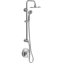 SeaBreeze II 8-in Rain Showerhead Shower System with Multi-function Handshower Adjustable Slide Bar and Mixing Valve Chrome 1.8 GPM