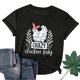 thumbnail image 2 of Gibobby Blusa de Trabajo de Manga Corta Camiseta informal con estampado de letras para mujer, camiseta de manga corta con cuello redondo, blusa informal ho(Negro,CH), 2 of 4