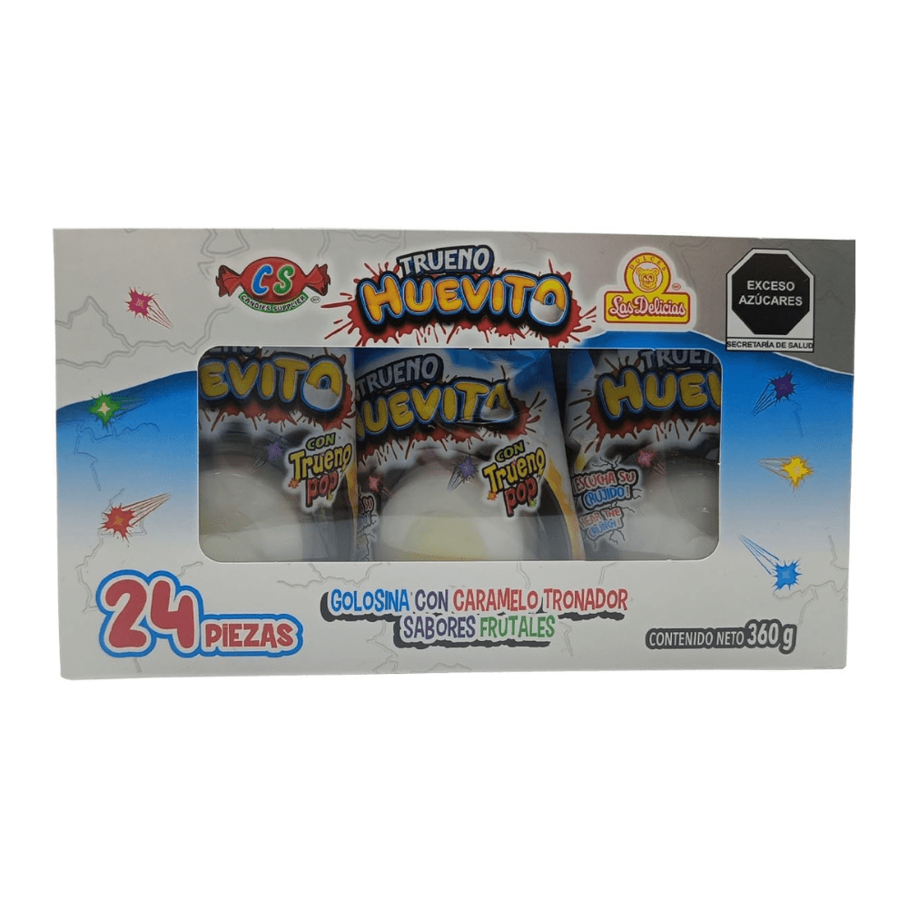 Las Delicias Trueno Huevito Egg-Shaped Gummy with Popping Candy 24pz