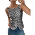 thumbnail image 2 of Womens Button Down Tank Top Summer Sleeveless Square Neck Going Out Tops Casual Cropped Vest Black XL, 2 of 5