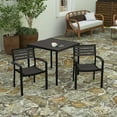 thumbnail image 3 of Merrick Lane Set of 2 Outdoor Stackable Faux Teak Side Chairs - Commercial Grade Black Aluminum Patio Chair with Gray Wash Synthetic Teak Slats, 3 of 13
