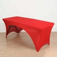 thumbnail image 4 of Efavormart 8FT Red Open Back Stretch Spandex Table Cover, Rectangular Fitted Tablecloth, 4 of 11