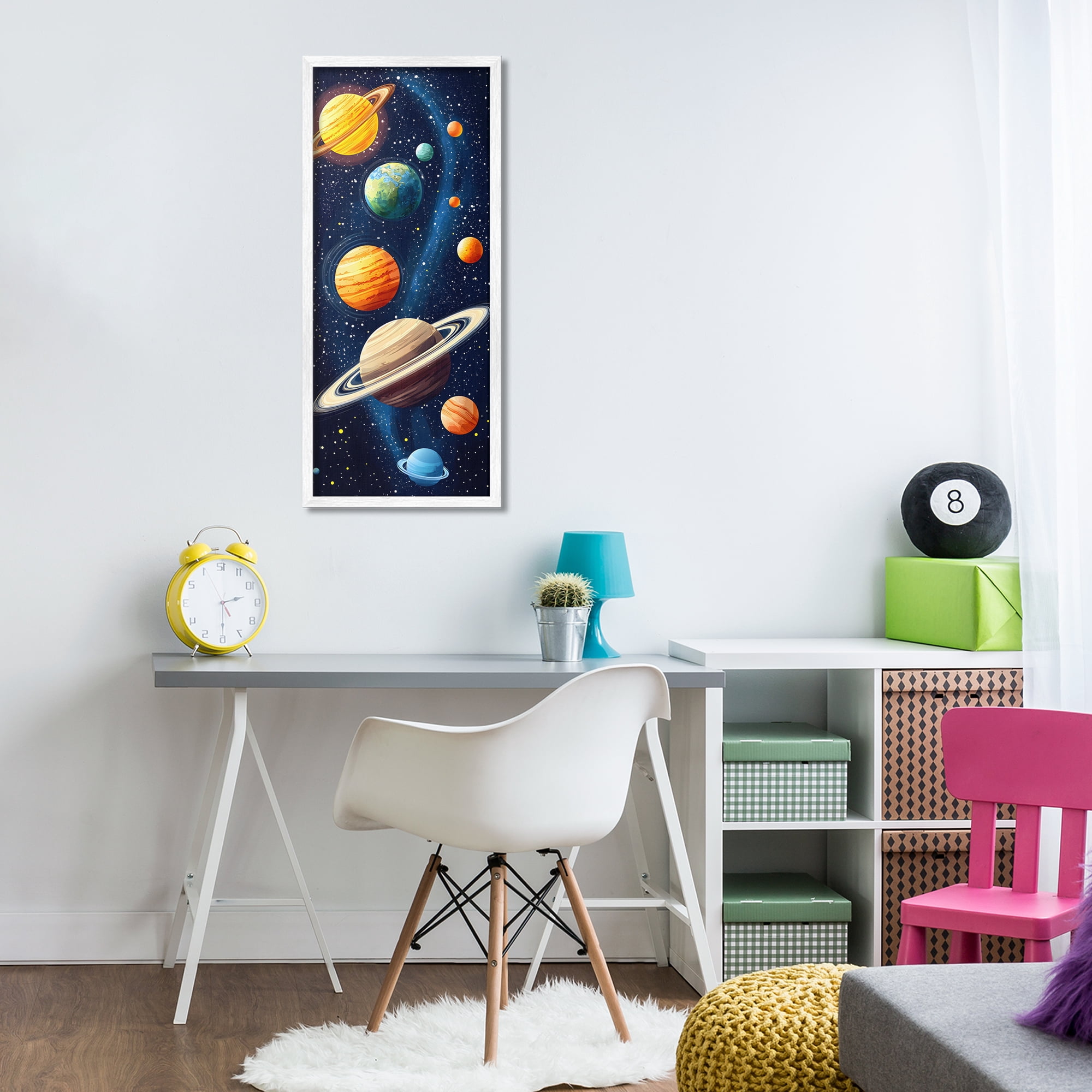 Stupell Industries Galaxy Swirl Planetary Orbit White Framed Giclee Art, design by Creative Studio