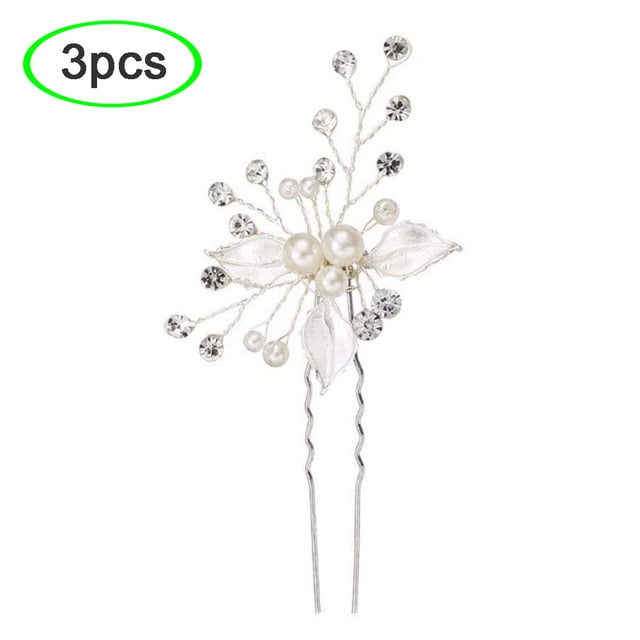Boda Novia Perla Artificial Cristal Horquilla Nupcial Diademas Tocado Pelo Clip Joyería Yuarrent AP006933-03