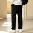 thumbnail image 4 of Plebaso Boys Basic School Uniform Pants High Waist Straight Leg Pull on Trousers Casual Kids Pants with Pockets, 4 of 7