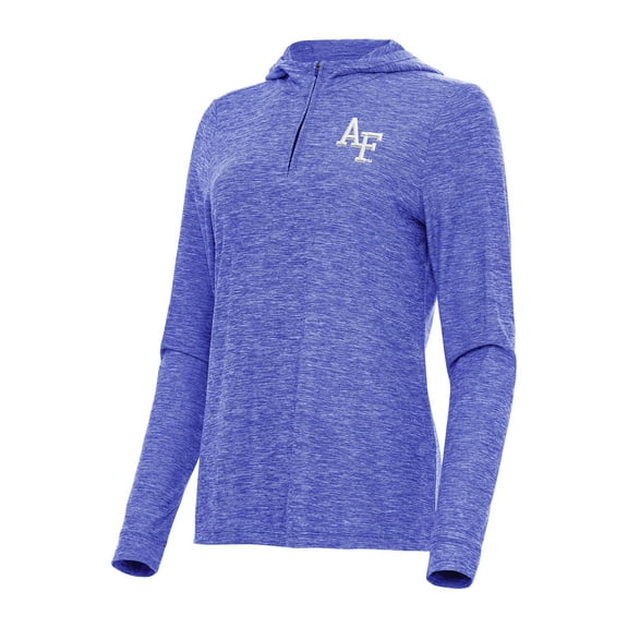 Women's Antigua Heather Royal Air Force Falcons Daybreak Quarter-Zip Hoodie