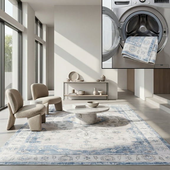 Safavieh Arizona 8'-0" x 10'-0" Polyester Power Loomed Rug in Gray / Blue