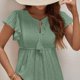 thumbnail image 2 of Blusa informal de verano elegante con cuello en V y manga casquillo con volantes para mujer, 2 of 6