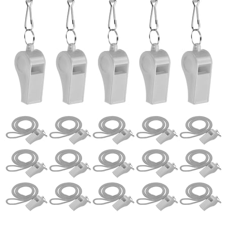 Uxcell Plastic Whistles with Lanyard, Training Sports Gather Whistles Loud Crisp Sound Colorful Bulk Whistle 20 Pcs & Gray -Fitting for (Coaches/Referee/Outsides/Team Events)